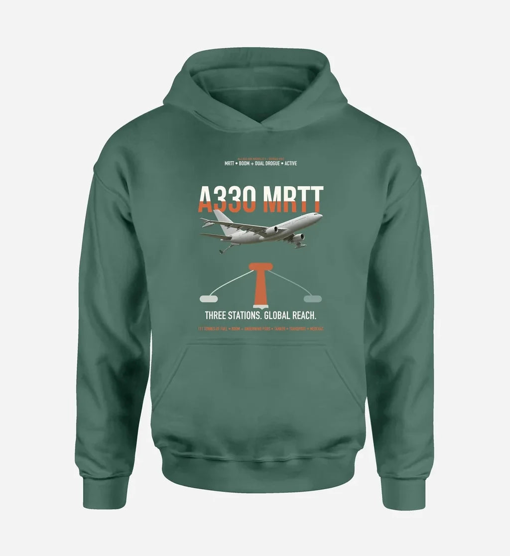 Airbus A330 MRTT design on green double-side hoodie, single-side print
