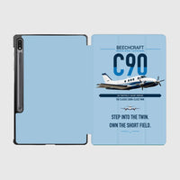 Thumbnail for Beechcraft King Air C90 design on light blue samsung tablet tablet case