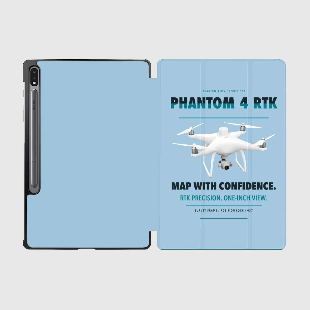 DJI Phantom 4 RTK design on light blue samsung tablet tablet case