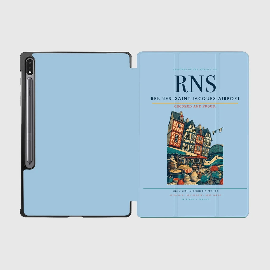 Rennes–Saint-Jacques Airport (RNS) design on light blue samsung tablet tablet case