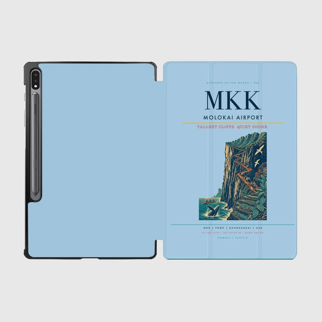 Molokai Airport (MKK) design on light blue samsung tablet tablet case