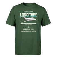 Thumbnail for Cessna Citation Longitude design on dark green double-side t-shirt, single-side print