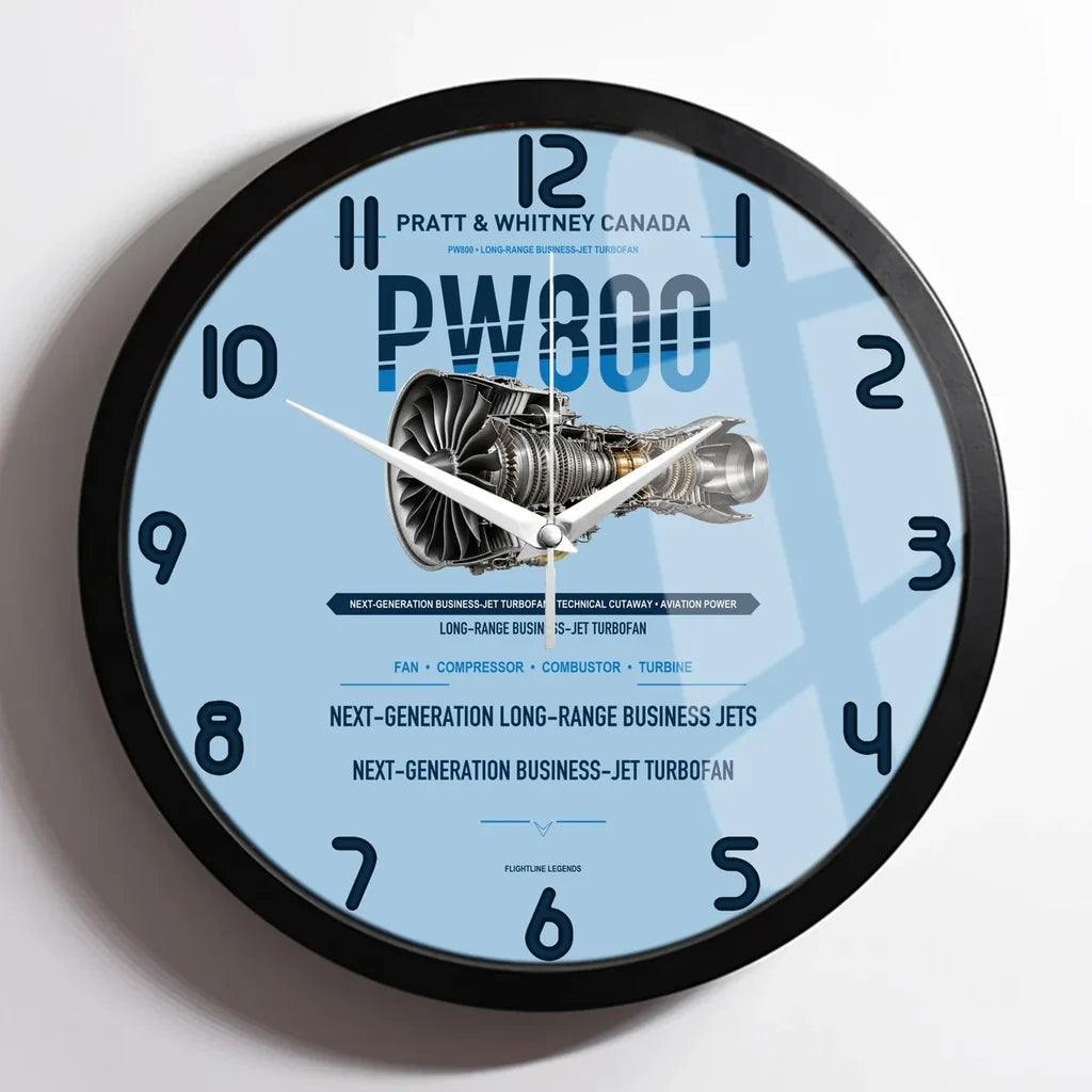 PW800 design on light blue framed wall clock