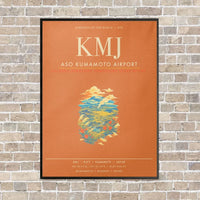 Thumbnail for Aso Kumamoto Airport KMJ - Canvas Framed - Orange