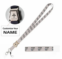 Thumbnail for Boeing 737+Text & CFM LEAP-1 Engine seat belt lanyard - light gray with name