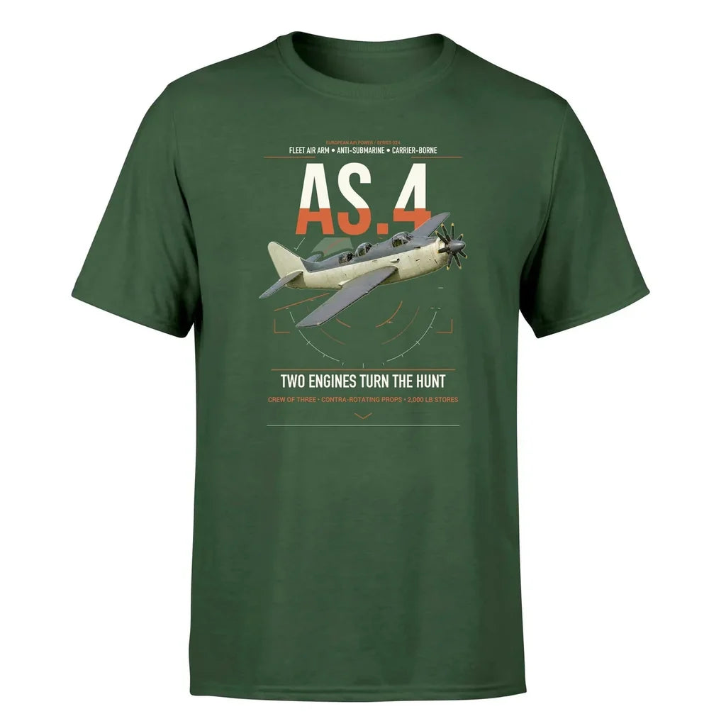 Fairey Gannet AS.4 design on dark green t-shirt, single-side print