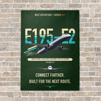 Thumbnail for Embraer E195-E2 vertical canvas print - no frame - dark green background