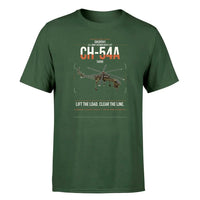 Thumbnail for Sikorsky CH-54A Tarhe design on dark green t-shirt, single-side print