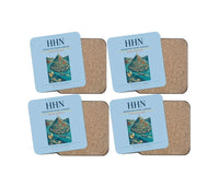 Thumbnail for Frankfurt-Hahn Airport (HHN) design on light blue 4 pieces set coaster