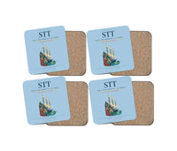 Thumbnail for Cyril E. King Airport (STT) design on light blue 4 pieces set coaster
