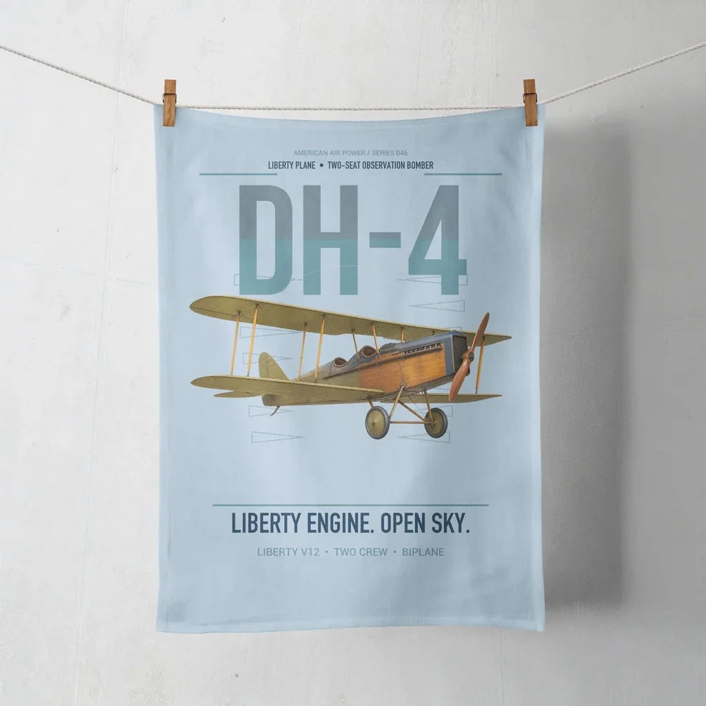 Airco DH-4 Liberty Plane design on light blue towel