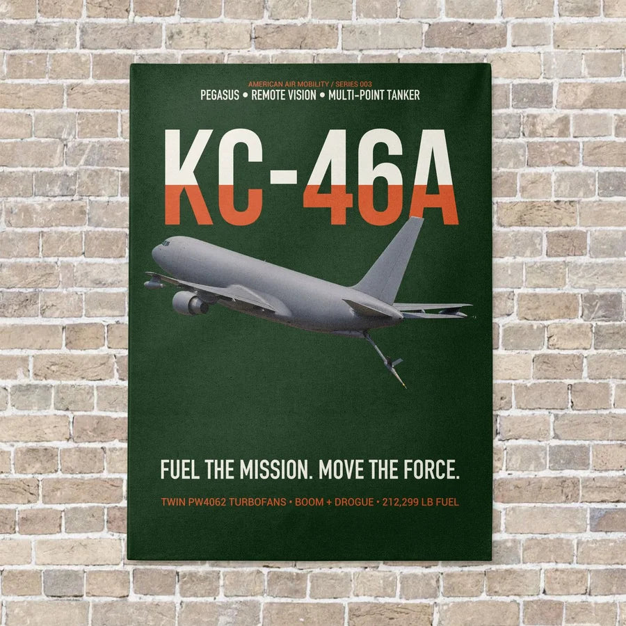 KC-46A PEGASUS vertical canvas print - no frame - dark green background