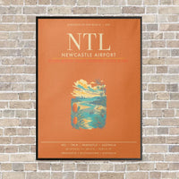 Thumbnail for Newcastle Airport NTL - Canvas Framed - Orange