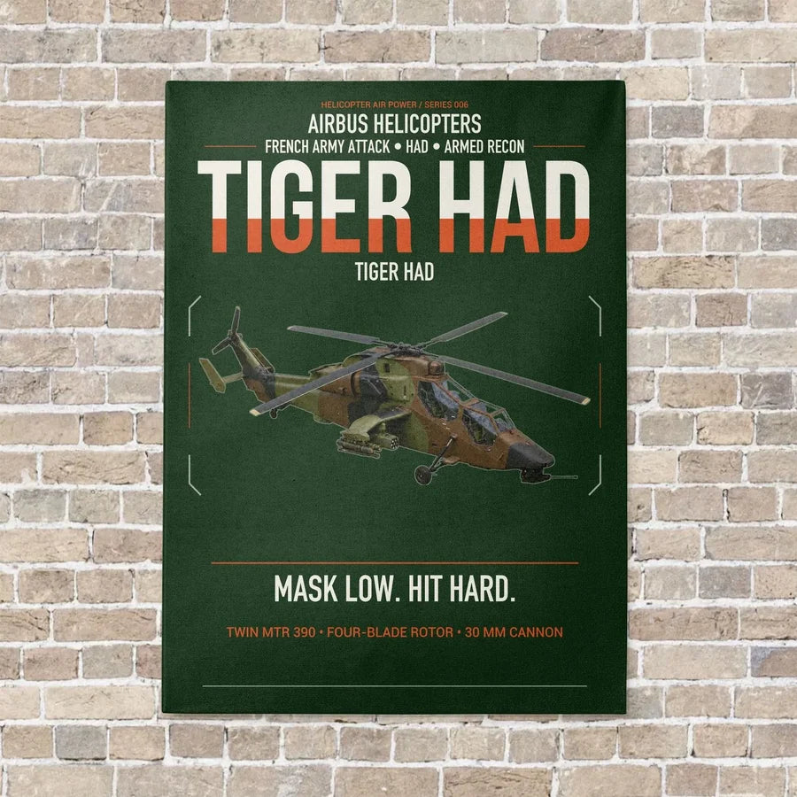 Airbus Helicopters Tiger HAD vertical canvas print - no frame - dark green background