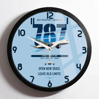 Thumbnail for Boeing 787-8 Dreamliner design on light blue framed wall clock
