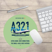 Thumbnail for Airbus A321XLR design on light green round mouse pad