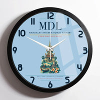 Thumbnail for Mandalay International Airport (MDL) design on light blue framed wall clock