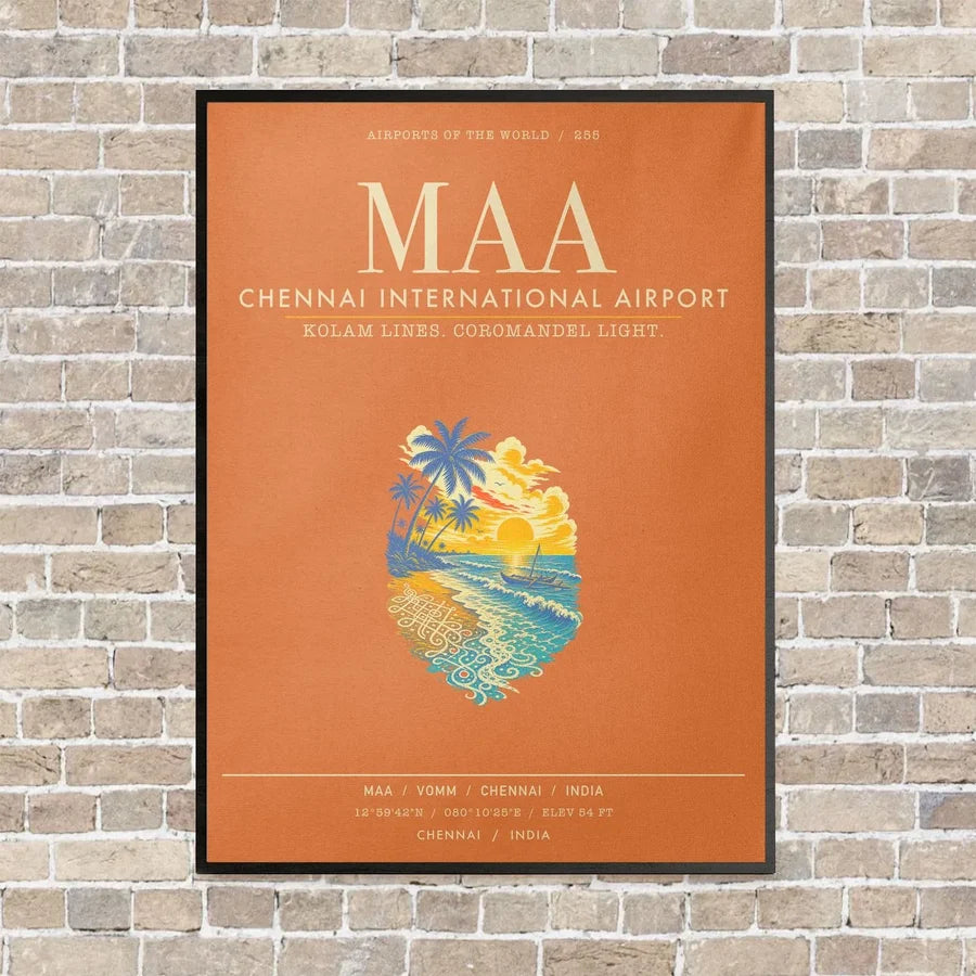 Chennai International Airport MAA - Canvas Framed - Orange