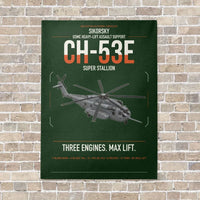 Thumbnail for Sikorsky CH-53E Super Stallion vertical canvas print - no frame - dark green background