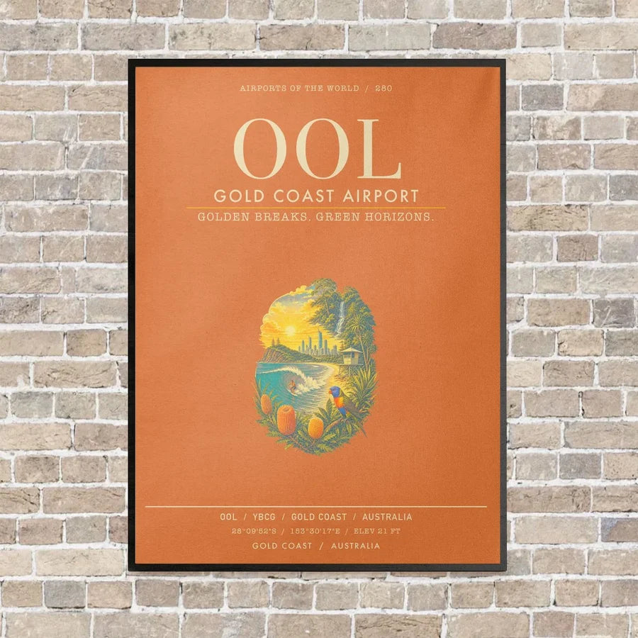 Gold Coast Airport OOL - Canvas Framed - Orange