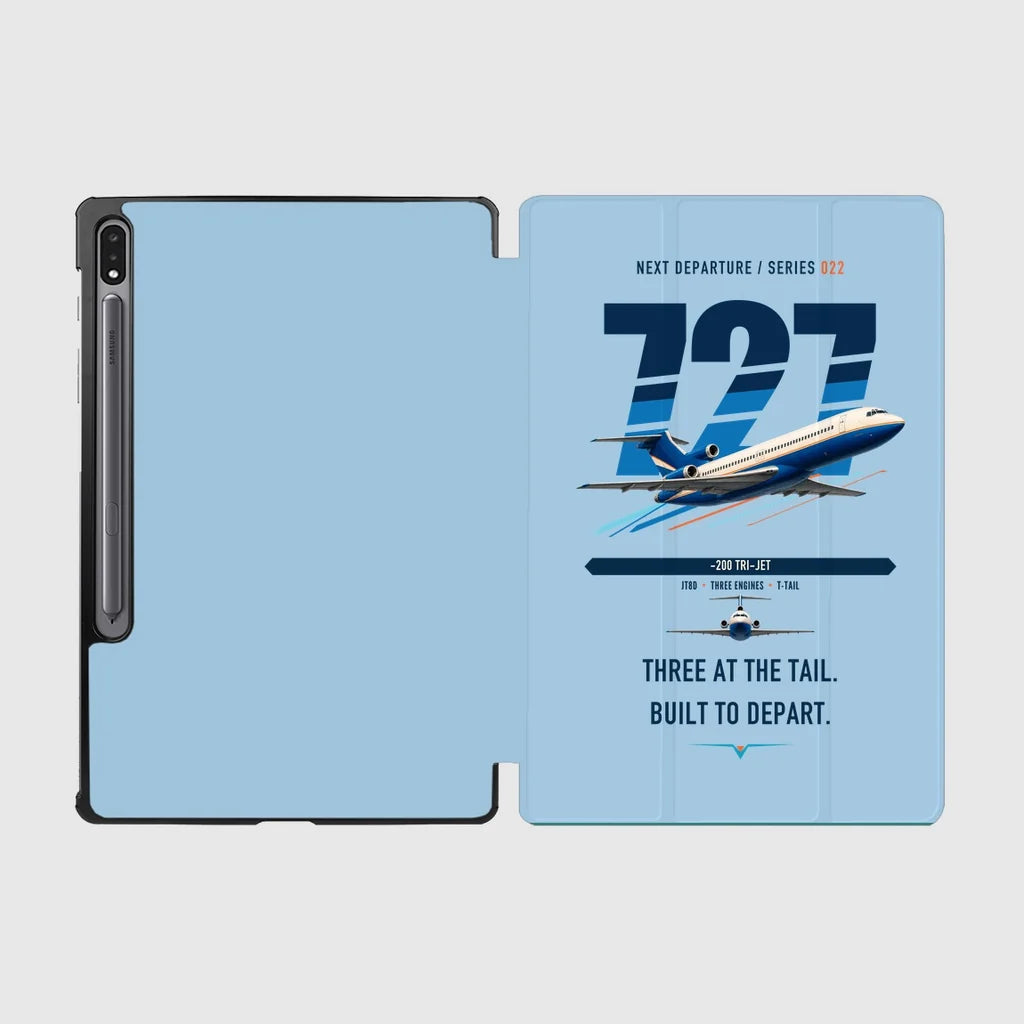 Boeing 727-200 design on light blue samsung tablet tablet case