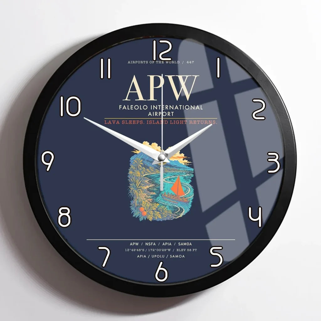 Faleolo International Airport APW Wall-Clock Framed - Navy Blue