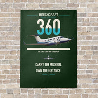 Thumbnail for Beechcraft King Air 360 vertical canvas print - no frame - dark green background