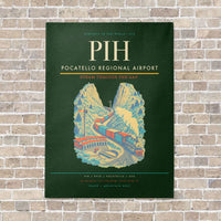 Thumbnail for Pocatello Regional Airport PIH vertical canvas print - no frame - dark green background