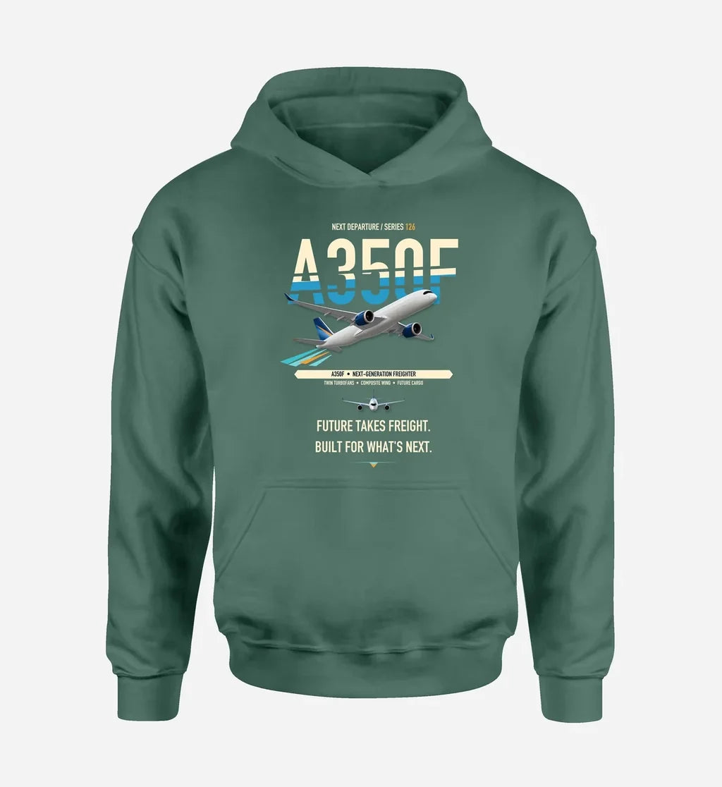Airbus A350F design on green hoodie single side