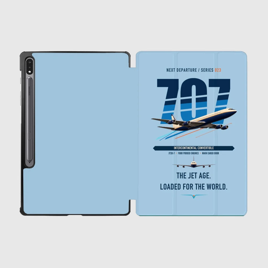 Boeing 707-320C design on light blue samsung tablet tablet case