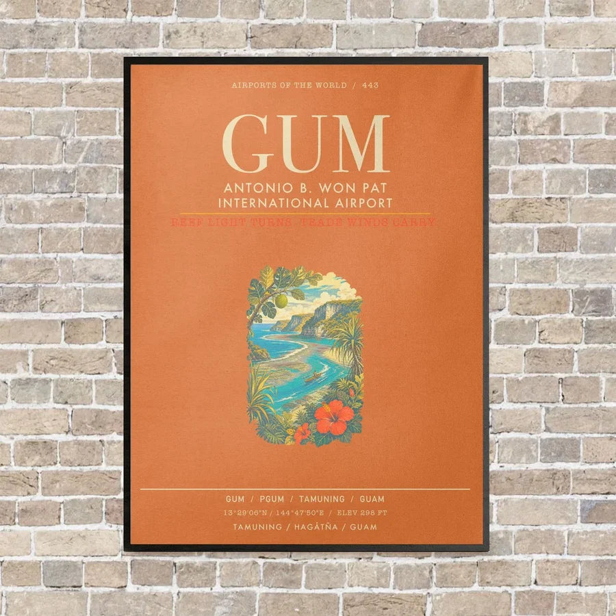 Antonio B. Won Pat International Airport GUM - Canvas Framed - Orange