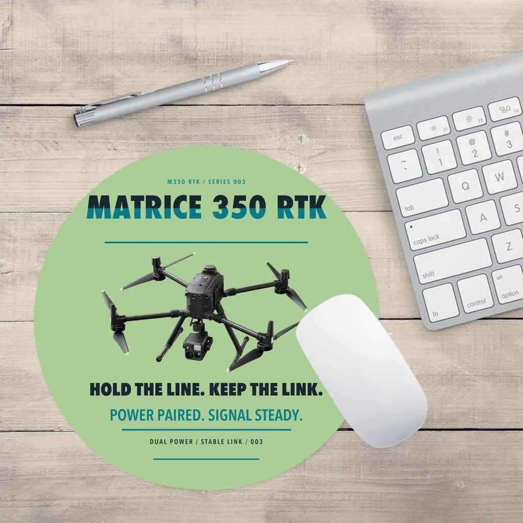 DJI Matrice 350 RTK design on light green round mouse pad