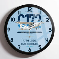 Thumbnail for Cessna 172 Skyhawk design on light blue framed wall clock
