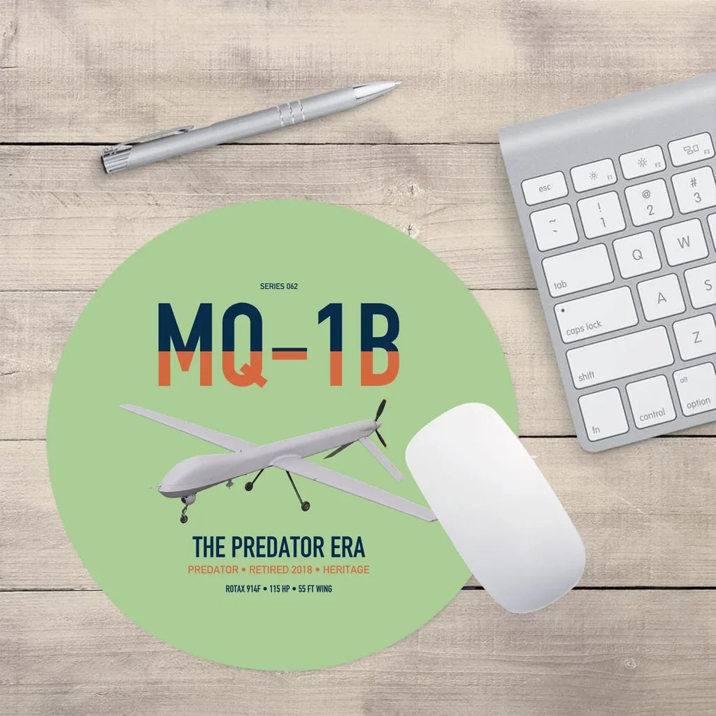 MQ-1B Predator design on light green round mouse pad