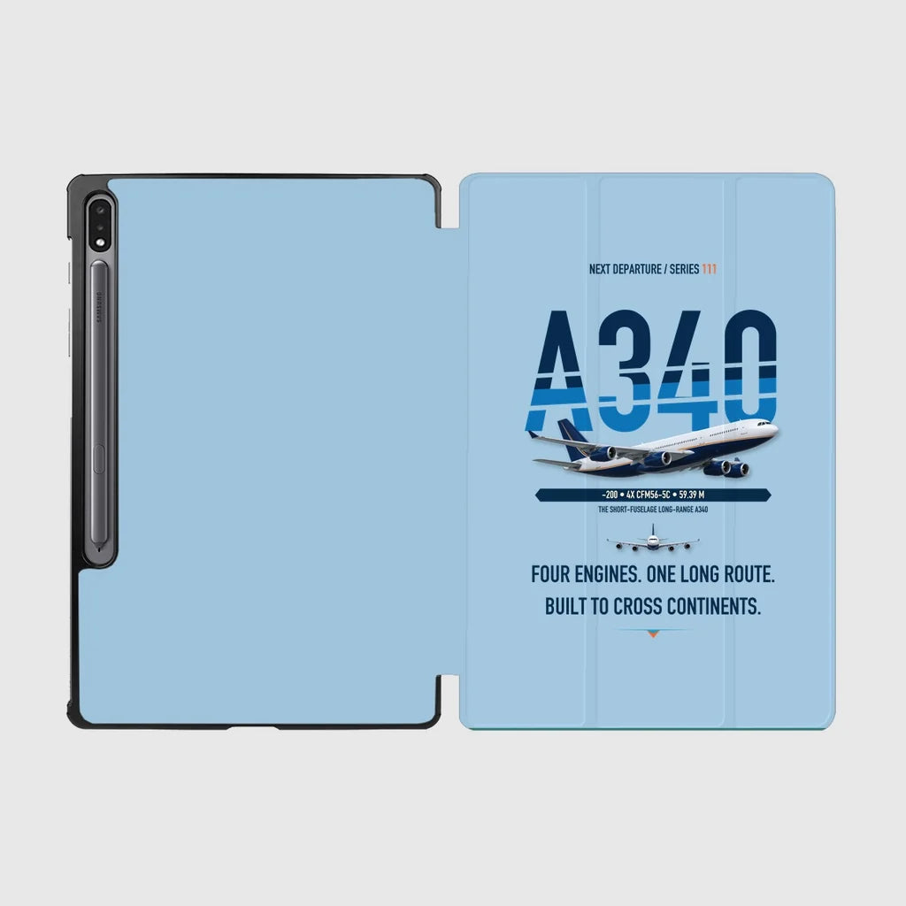 Airbus A340-200 design on light blue samsung tablet tablet case