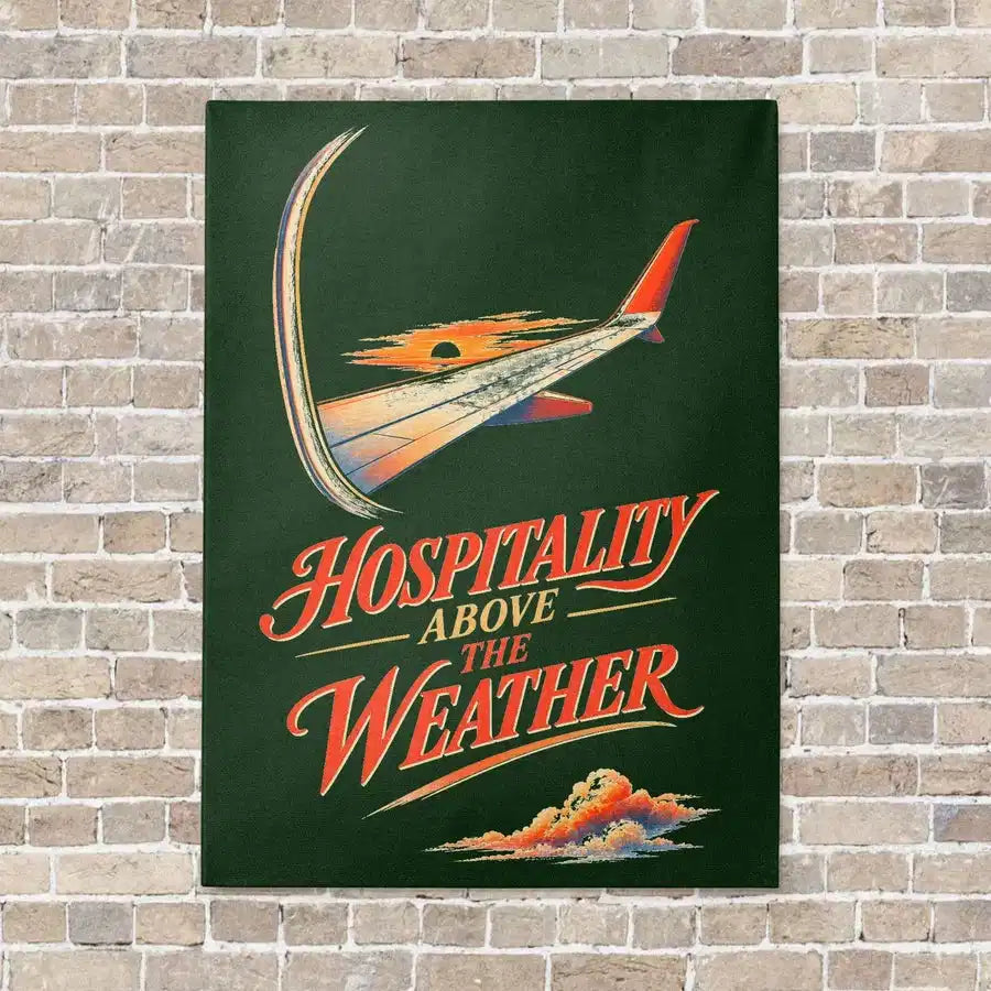 Hospitality Above The Weather vertical canvas print - no frame - dark green background