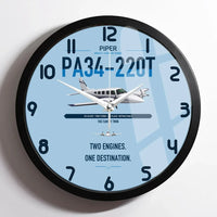 Thumbnail for Piper PA-34-220T Seneca V design on light blue framed wall clock