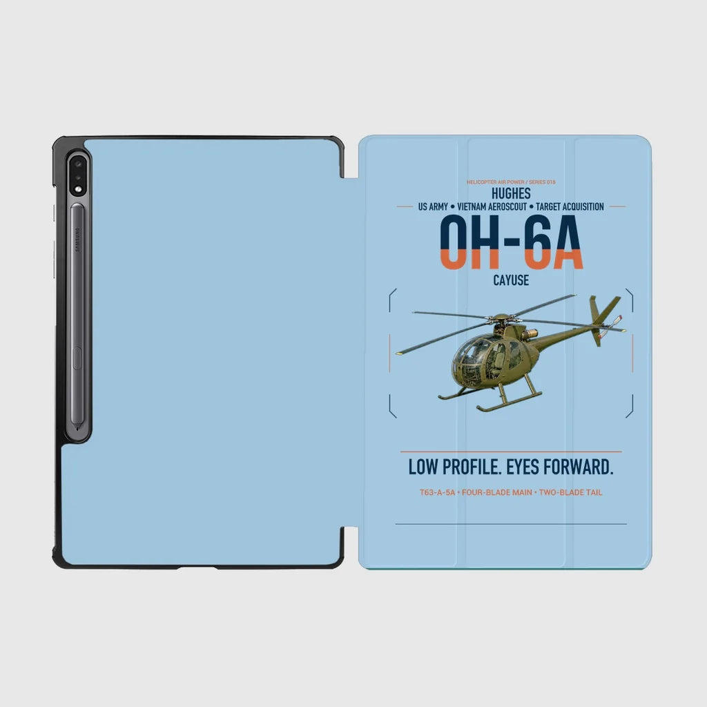 Hughes OH-6A Cayuse design on light blue samsung tablet tablet case