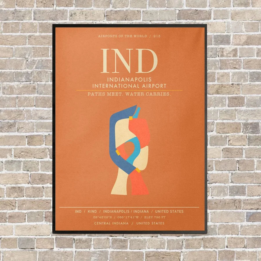 Indianapolis International Airport IND - Canvas Framed - Orange