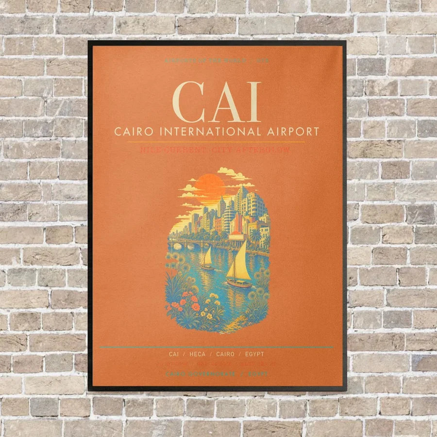 Cairo International Airport CAI - Canvas Framed - Orange