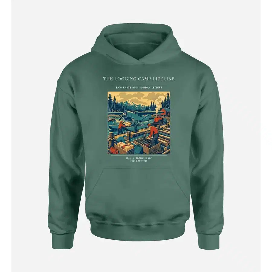 VINTAGE G4488 - The Logging Camp Lifeline - Premium Hoodie design on green premium