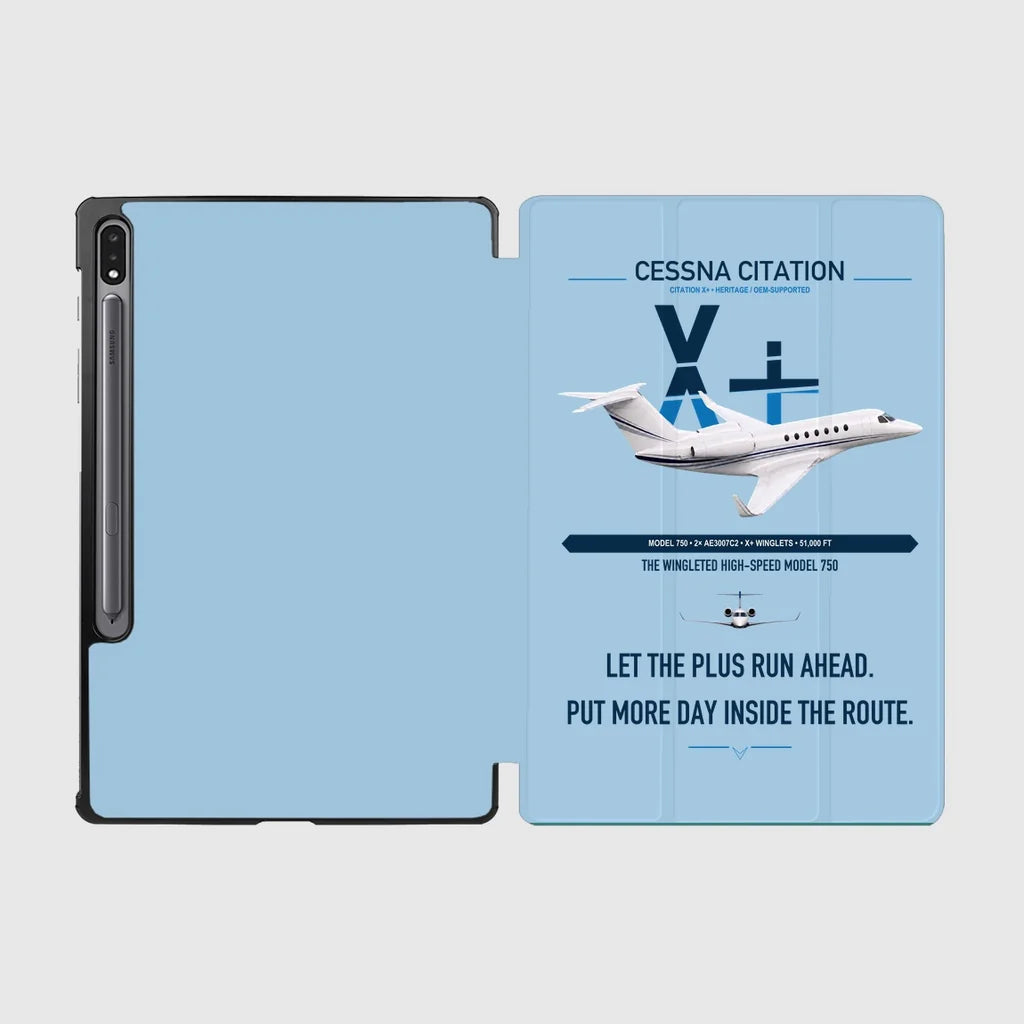 Cessna Citation X+ design on light blue samsung tablet tablet case