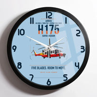 Thumbnail for Airbus H175 design on light blue framed wall clock