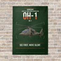 Thumbnail for Kawasaki OH-1 vertical canvas print - no frame - dark green background