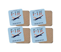 Thumbnail for F-11F Tiger design on light blue 4 pieces set coaster