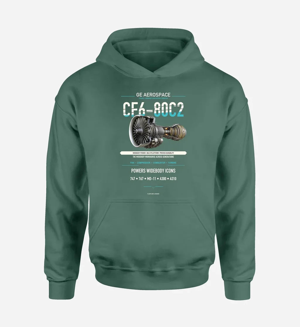 CF6-80C2 design on green hoodie single side