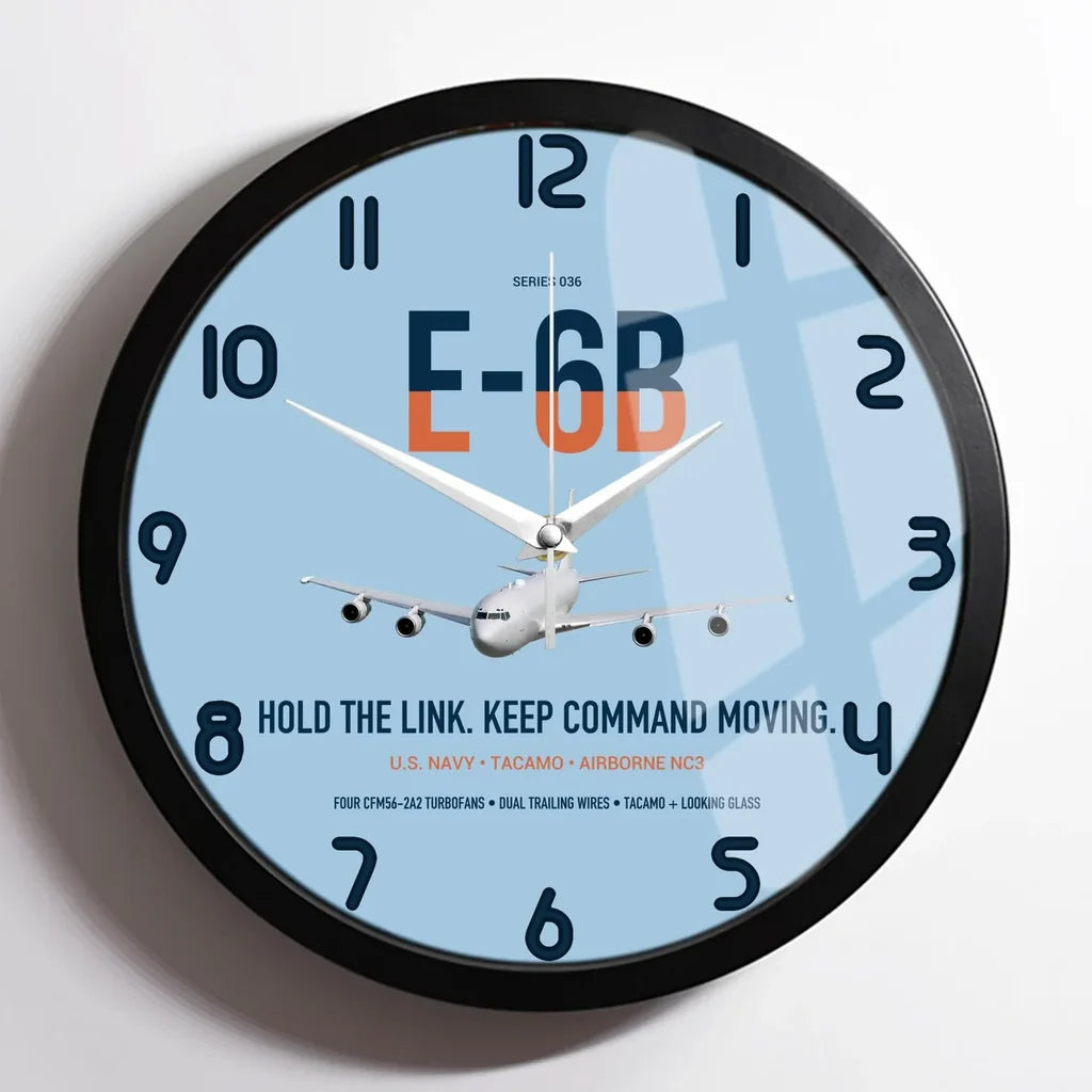 E-6B Mercury design on light blue framed wall clock