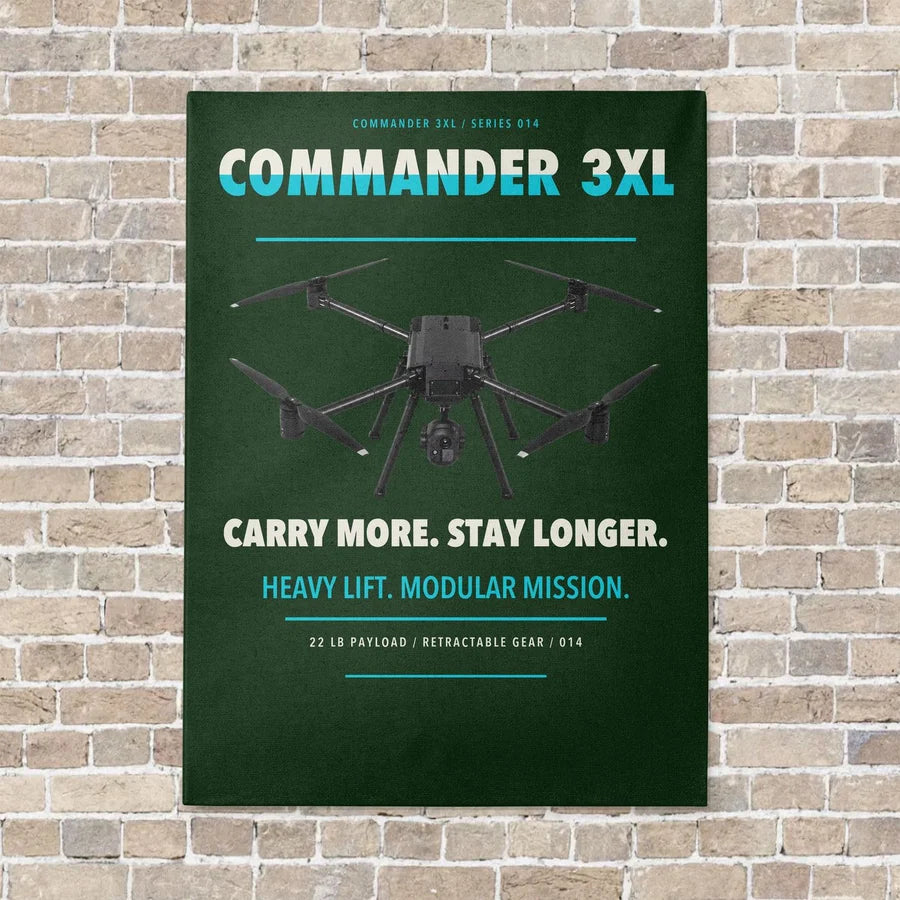 Draganfly Commander 3XL vertical canvas print - no frame - dark green background