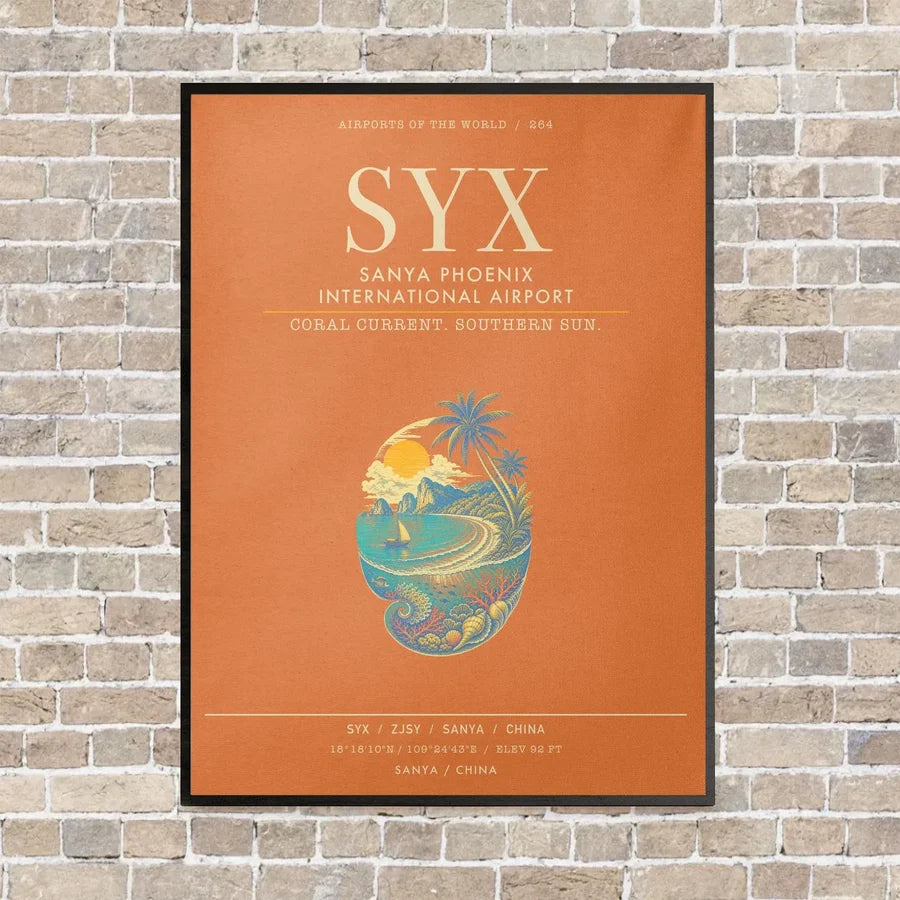 Sanya Phoenix International Airport SYX - Canvas Framed - Orange