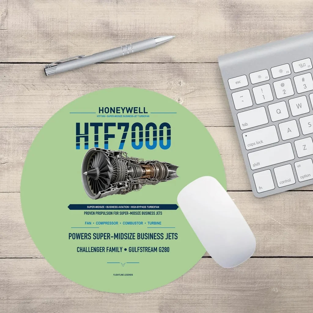 HTF7000 design on light green round mouse pad